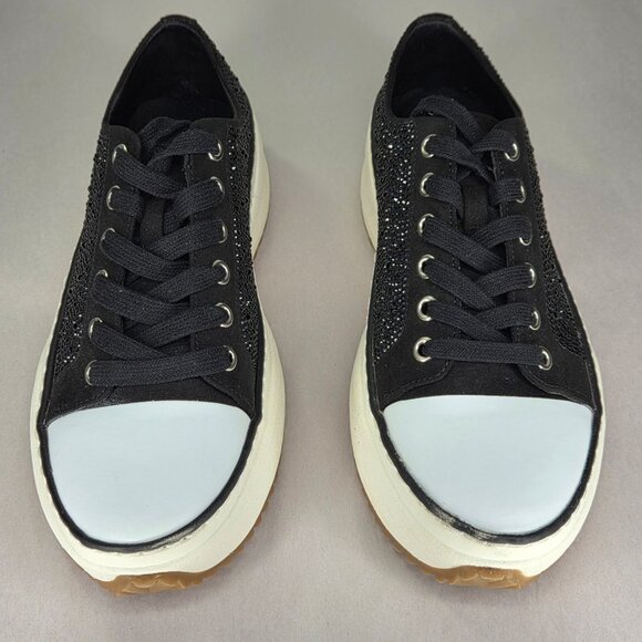 NWOT Wild Pair Highfive Lace-up Low-Top Sneakers - Black Bling - Picture 3 of 7